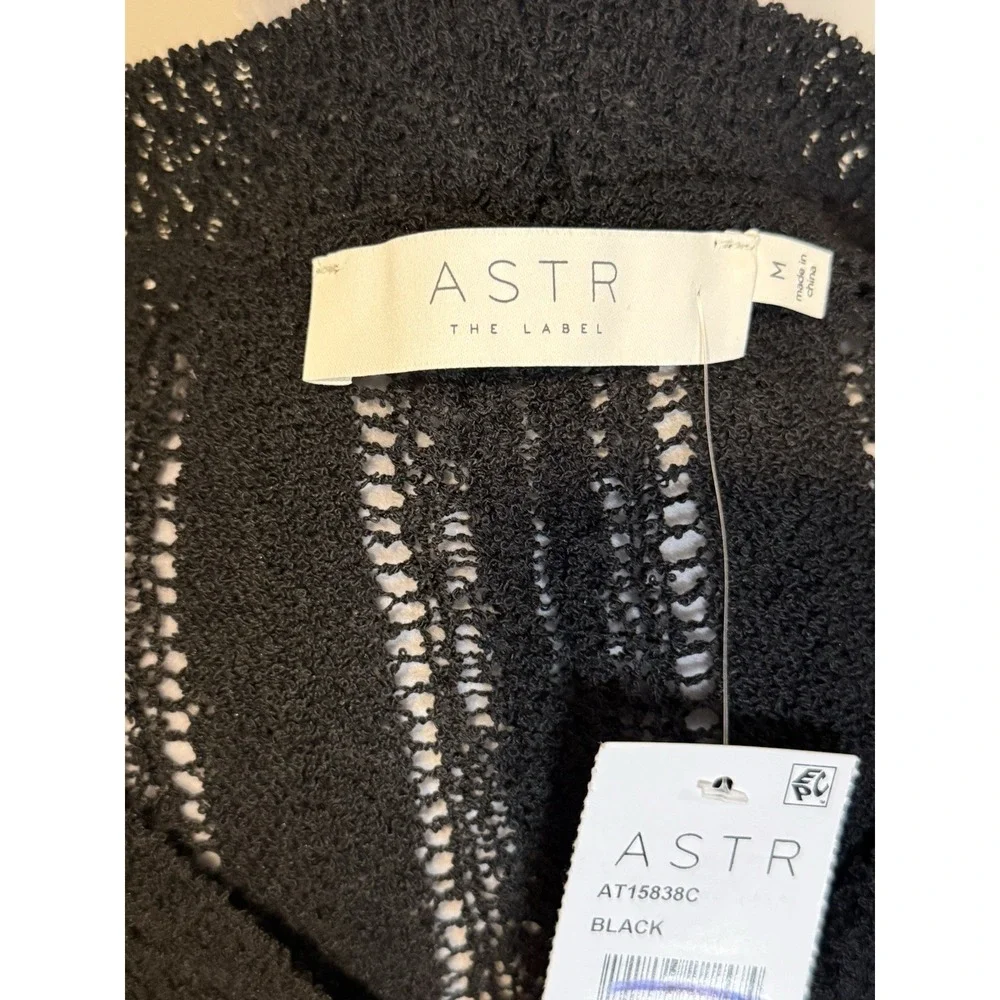 NWT‎ ASTR The Label Women's Black Wrap Front Pointelle Sweater Size M
